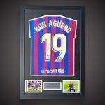 Sergio Aguero Hand Signed Barcelona Football Shirt In A Framed  £249