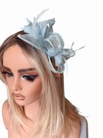 Women’s light blue Feather & Mesh Fascinator Headpiece One Size Wedding