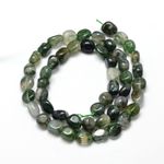 Moss Agate Gemstone Nugget Beads - Natural Green Crystals - 5mm x 6mm - 1 Strand