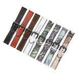 Silicone Patch Cowhide Genuine Leather Watch Band Strap 20/22mm Flat Universal