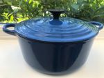 Vintage Le Creuset Casserole Dish Dutch Oven Cast Iron Blue 22cm