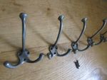 FLAT TRIPLE Cast iron Rustic Robe hat and coat hooks vintage old