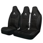 FOR CITROEN RELAY - QUILTED GREY PIPING VAN SEAT COVERS - SINGLE + DOUBLE