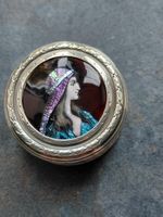 Limoges portrait enamel silver pill box