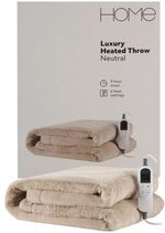 Electric Heated Throw Blanket Neutral 130W Luxury 6 Heat Settings 160x130cm Used