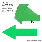 24x Neon Green Directional Arrow Stickers 12" x 6" Floor Decals Removable Event