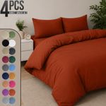 4 PCS Duvet Cover Set Brushed Fabric Complete Quilt Bedding Sets All Size