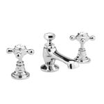 Nuie White Topaz 3-Tap Hole Basin Mixer Tap Crosshead Handle Bathroom