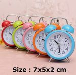Classic Double Bell Mini Alarm Clock Quartz Movement Bedside Night Clock UK