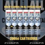 BOX OF 6 SOUDAL FIX ALL CRYSTAL CLEAR 290ml CARTRIDGES