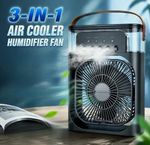 3 In 1 Mini Air Cooler Fan Humidifier USB Portable 7 Color LED Night Light 600ML