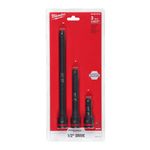 3PC SHOCKWAVE Impact Duty 1/2"Drive Extension Set MLW49-66-6715 Brand New!