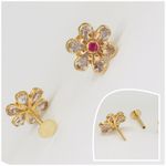 Flower 22c Pure Gold Earring Studs Gem Beauty Design Tops Charm Jewelry 22k Gold