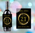 Personalised Gold Birthday Wine Bottle Labels - 21st 30th 40th 50th 60th Any Age