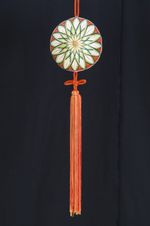 Antique Japanese Yanagawa Sagemon Temari Ball Orange Silk Ornament Showa