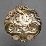 2.7"Chinese Old Jade Hand carved Dragon Phoenix Statue Yu Bi Yubi Amulet Pendant