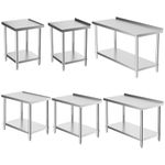 2 Tier Commercial Stainless Steel Kitchen Food Prep Work Table Bench/Backsplash