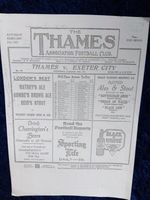 Rare THAMES FC 1931 OFFICIAL PROGRAMME- REPLICA ) - v EXETER CITY