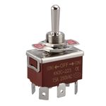 Metal toggle switch DPDT momentary (ON)/OFF/(ON) 3 position 15A 250VAC 6 tab CE