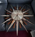 Metamec Sunburst Clock 1960’s Working new movement GC chrome and Brass