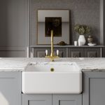 Nuie Thick Edged Butler Kitchen Sink 595x450mm Premium Quality Fireclay Modern