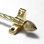 Polished Brass Stair Rods - 3/8" x 36" - Candy Twist - Pine Finial