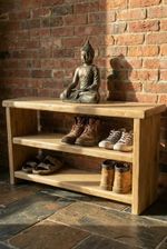 Rustic Reclaimed Wooden Shoe Bench – Handmade Shoe Rack – Solid Wood Storage