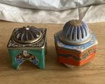 VINTAGE JAPANESE SATSUMA incense burners painted with lids 5-9cm tall