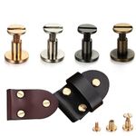 10Sets Flat Belt Screw Leather Craft Chicago Stud Heads Nail Brass Solid Rivet