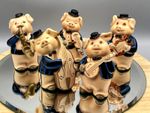 Vintage Figurine Pig Orchestra Five Resin Ornaments
