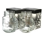 2 x Brand New 'BOXED KRAKEN BLACK SPICED RUM MASON JAR GLASSES - PUB BAR PARTY.