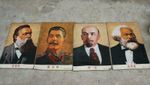 Chines Silk Cloth Stalin Lenin Marx Engels Portrait Thangka Embroidery Mural Set