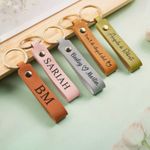 Personalized PU Leather Engraved Key Chain & Keyring Custom Name Gift Him/Her