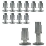 PACK  x 12 - 30mm SQUARE TABLE LEGS ADJUSTABLE FOOT INSERTS FOR CATERING TABLES