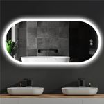 Long Oval Bathroom LED Wall Mirror Pill-Shaped Smart Mirror Backlit, Anti-Fog UK