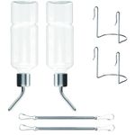 2-Pack Small Animal Water Bottles with Holder for Rabbits, Guinea Pigs, clear 