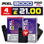 Pixl 8000 Pods | Prefilled Pod Refill | 20mg | Replaceable Pods | BOX OF 4