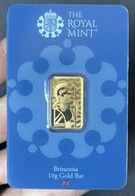 10g Gold Bar The Royal Mint Britannia 24-Carat 999.9 Fine Gold