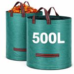 2X 500L Large Garden Waste Bags Refuse Heavy Duty Sacks Grass Leaves Rubbish Bag