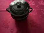 Le Creuset Large Black Stoneware Lidded Pot Double Handled
