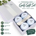 Personalised Golf Gift Set 4 Golf Balls & 6 Tees | Custom Wording | Golfer Gift