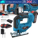 Cordless Jigsaw 21V Electric Jig Saw Woodworking Power Tool with 2x Battery UK