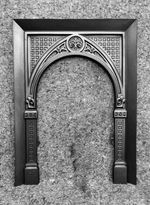 RESTORED ANTIQUE CAST IRON VICTORIAN FIRE SURROUND FIREPLACE INSERT GOTHIC ARCH