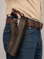 Cowboy Western Gun Holster Genuine 3mm Leather Embossed Revolver Case Quick Draw