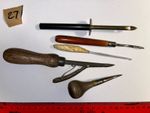 (27) Rug Tools hook prodders punch needle latch vintage proddy hooky mats