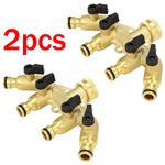 2x 3/4" Brass 4 Way Adaptor Garden Tap Multi Hose Pipe Connector Water Splitter