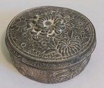 Beautiful Vintage Intricately Designed White Metal Pill Box