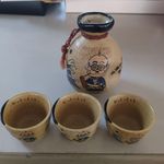 Japanese Sake Set Katocha Katochan Character Tokkuri Bottle Ochoko Cups