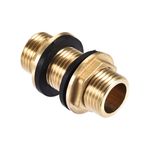 G1/2 Male Bulkhead Fitting for Water Tank Brass Connector Hose Fitting w/ Gasket