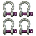 4x Lifting Shackle WLL 4.75 Ton Galvanised Screw Pin Tested Alloy Bow Shackles